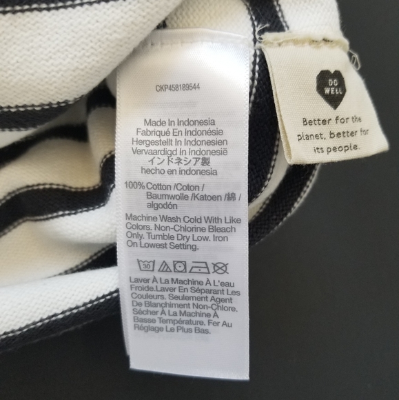 MADEWELL Striped Heavyweight Cotton Raw Edge 3/4 Sleeve Top - XS - Picture 8 of 8